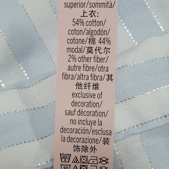 NWT Victoria's Secret White Blue Rhinestone Long Sleeve Pajama Top Large L - Picture 4 of 11